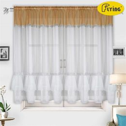 Flying Tulle Curtain For Bay Window Perspective Voile Living room Curtains Geometric Printed Solid Sheer Curtains Y200421