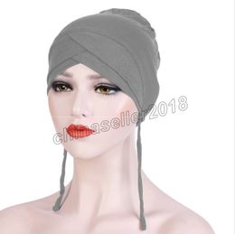 Muslim Long Tail Scarf Hat Women Turban Chemo Cap Hair Loss Islamic Headwrap Head Cover Wrap Caps Headwear Dubai Arab Bonnet