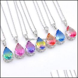 Pendant Necklaces & Pendants Jewellery 12 Pcs Coloured Luckyshine 925 Sterling Sier Small And Pretty Bi Tourmaline Lady Party Gift 1647 Drop De
