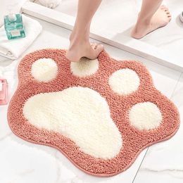 Cartoon Foot Shape Bath Mat Bathroom Door Absorbent Foot Mat Anti-slip Microfiber Bathroom Rug Machine Washable Bath Carpet 210724