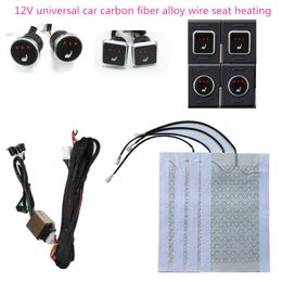 Car Seat Covers Heater Universal 12V Carbon Fibre Alloy Wire Heat Pads Kit Level 3 Switch Cushion Set Winter Warmer Cover