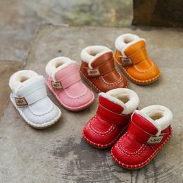 Infant Toddler Boots Winter Baby Girls Boys Snow Boots Warm Plush Soft Bottom Genuine Leather Outdoor Kids Children Shoes 210312