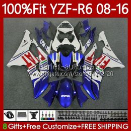 OEM Fairings For YAMAHA YZF-R6 YZF600 YZF R 6 YZF R6 600 YZFR6 Blue white 08 09 10 11 12 13 14 15 16 99No.24 YZF-600 2008 2009 2010 2011 2012 2013 2014 2015 2016 Injection Body