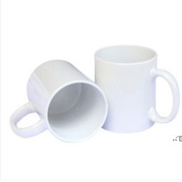 Sublimation blank Mug personalized heat transfer Ceramic 11 oz DIY white water cup Party Gift beverage spot wholesale SEAWAY LLF12607