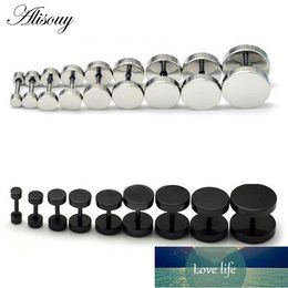 1PC Man Women Barbell Punk Gothic Stainless Steel Ear Studs Earrings Black Siver Factory price expert design Quality Latest Style Original Status