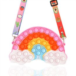 Party Rainbows Clouds Coin Purse Push Bubble Pencil Case Fidget Toys Silicone Girls Bags Antistress Stress Reliever for Children Adult