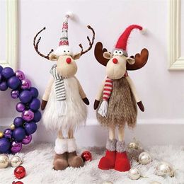 Figurines Christmas Gift for Kid Reindeer Dolls Year christmas decoration Navidad Figurine Merry 211105