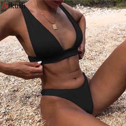 Sexy Solid Bikini Swimsuit Women Bikinis Set Push Up Brazilian Swimwear Female Summer Beach Wear Swimming Bathing Suits 210630