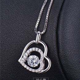 Crystal Womens Necklaces Pendant Double layer heart-shaped diamond inlaid smart gold silver plated