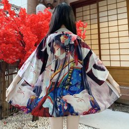 Digit Print Loose Kimono Women Blouse Vintage Cardigans 2021 Chinese Style Beachwear Shirt Tops With Belt (M0230) Women's Swimwear
