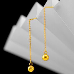 Long Ball Tassel Dangle Earrings 18k Yellow Gold Filled Trendy Women Simple Sexy Earrings Gift Pretty Present