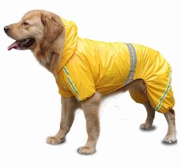 Four legged dog raincoat Pet Dog Double deck Raincoat Glisten Bar Hoody Waterproof Rain Lovely Jackets Coat Clothes Strip Reflective 3 Colour