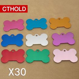 CTHOLD 30pcs bone shape Collar Accessories Personalized Dog ID Tags Aluminium Customized Pet Tag For Dog Cats Engraved Dog Tag Y200922