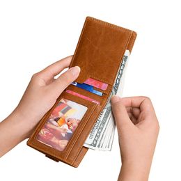 Man Business Card Holder Mini Slim Genuine Leather Rfid Blocking Credit ID Card Holder Money Clip