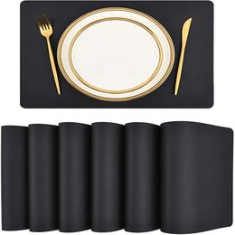 Placemats Table Mats for Dining Outdoor Waterproof Stain Resistant Placemats Faux PU Leather Heat Insulation Pad for Kitchen Dining Table