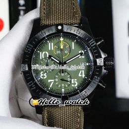 New Chronograph 45 Night Mission Series PVD Black V13317101L1X2 Quartz Stopwatch Mens Wath Green Dial Gray Nylon Strap Watches Hello_Watch