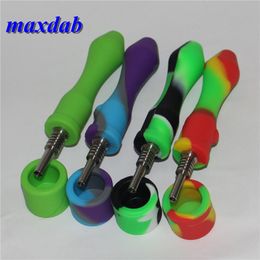 Smoking Silicone Nectar Pipe kits with 10mm joint Ti Nail oil rig bongs silicon water pipe dab rigs glass slide bowls