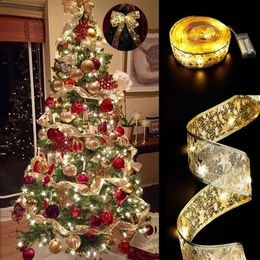 ha condotto le luci del nastro di natale Sconti Strongs Christmas Fairy String Lights 40 Led 4m fili di rame nastro fiocchi per feste di nozze vacanza albero decorazioni