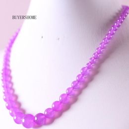 Pendant Necklaces Handmade Beaded Necklace Natural Stone Round Purple Jades For Women Jewelry Gift RE024