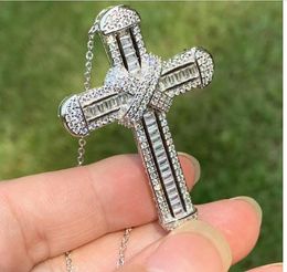 Victoria Wieck Luxury Jewellery Real Pave White Topaz CZ Diamond Gemstones Cross Pendant Lucky Women Necklace For Party