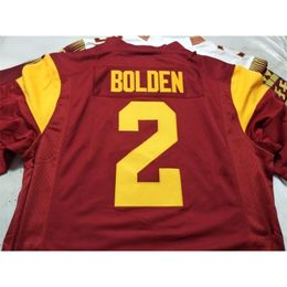 001 USC Trojans Bubba Bolden #2 real Full embroidery College Jersey Size S-4XL or custom any name or number jersey
