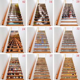 13pcs/set 3D Stair Riser Floor Stickers Waterproof Removable Self Adhesive DIY Stairway Decals Murals Home Decor 210308