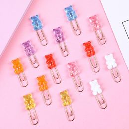 Bookmark 140 Pcs/lot Cartoon Transparent Bear For Book Cute Binder Clips Notes Letter Paper Clip Office School Supplies