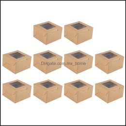 Gift Wrap Event & Party Supplies Festive Home Garden 10Pcs Bakery Boxes With Clear Window Cupcake Kraft Paper For Drop Delivery 2021 Oa7Vy