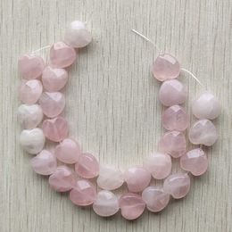 Fashion 15mm Heart Natural Pink Rose Quartz Stone Cut Faceted Beads for Jewellery Making