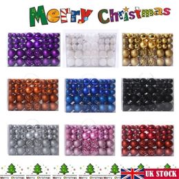 Hot 100 Pieces Christmas Balls For Christmas Tree Xmas Tree Ball Bauble Hanging Home Party Ornament Decor Solid Box Wholesale 201017