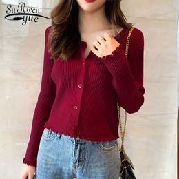 Long Sleeve Sweater Women Autumn O-neck Casual Knit Sweater Bottoming Cardigan Loose Short Coat Winter Clothes Women 10433 210527