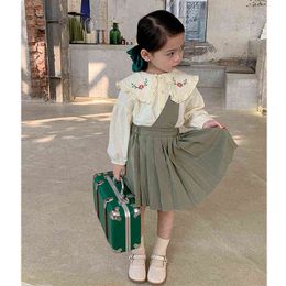 2pcs Baby Girls Clothing Sets Shirt +Skirt Kids Outfits 1-6Y Fashion School Uniform Toddler Princess Birthday Suits G220310