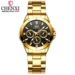 Chenxi Gold Watch Women Watches Top Brand Luxury Quartz Waterproof Women's Wristwatch Fashion Bracelet Ladies Girls Clock Q0524