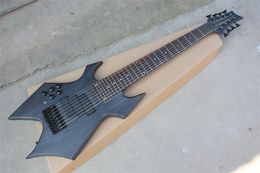 Special Custom Matte Black 8 Strings Neck-thru-body Electric Bass Guitar with Rosewood Fingerboard,Can be Customised