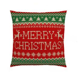 Christmas Pillowcase Elk Sofa Cushion Case Linen Bed Pillow Cover Home Decor Chair Car Cushions Covers Party Decoration 45*45cm/17.7*17.7inch HY0120