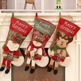 large snowman UK - Christmas Decorations 49cm Large Size Stockings Socks With Snowman Santa Elk Bear Printing Candy Gift Bag Fireplace Tree Decoration Year
