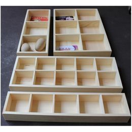 Multifunction 3/5/6/10 Grid Wooden Storage Box Wood flower pots plate Craft Jewellery box Tea Organiser 210315
