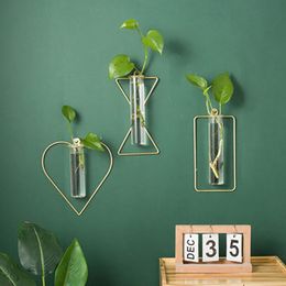 Vases Vase Home Decor Hydroponic Test-Tube Glass Decoration Wall Nordichanging Flower Pot Room Hanging Basket Container