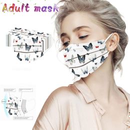 Adult face-mask butterfly printing non-woven disposable mask melt blown cloth masks