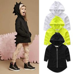 1-7T Spring Kids Toddler Baby Girl Boy Coat Girls Jacket Clothes Thick Hoodie Zipper dinosaur 3D Dinosaur Outerwear Coat Jackets H0909