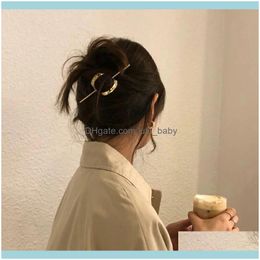 Jewelrysimple Ins Cool Gold Metal Geometric Hairpin Korean Retro Elegant Hair Aessories Top Knot Jewellery Coiffures Clips & Barrettes Drop De