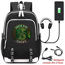 Backpack 2021 Game Riverdale South Side RHS Bag USB Fashion Port/Lock /Headphone Travel School Students Cosplay Gift