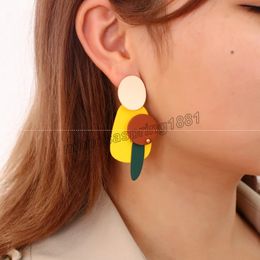 Unique Fashion Modern Polymer Clay Long Handmade Colourful Geometric Dangle Pendant Jewellery for Women Usually Earrings