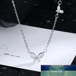 925 Sterling Silver Butterfly Charm Pendant Necklaces For Women Opal Stone Chain Necklace Jewellery Party Wedding Gifts S-N720