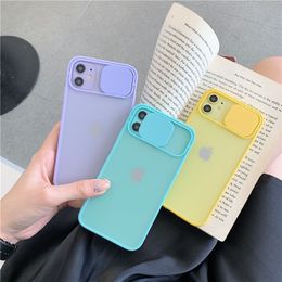 Translucent Phone Case For iPhone 12 11 Pro Max Xs Xr Xs Max 7 8 Plus With Camera Sliding Door Protector