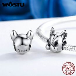 WOSTU 100% 925 Sterling Silver Cute Chihuahua Dog Pet Beads Fit WST Charm Bracelet DIY Jewellery Making Gift FIC315 Q0531