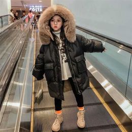 Kids Winter Duck Down Jacket 10 Year Old Girl Clothes Children Clothing Women Baby Faux Fur Collar Coat Outerwear 211203