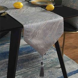 Modern Luxury Chinese Style Table Runner Tassel Tablecloth Placemat Cloth Mat 11UA 210709