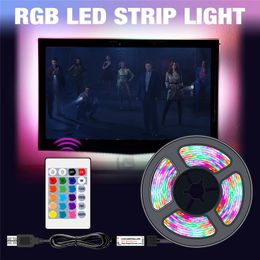 USB LED Strip Lights RGB DC 5V SMD2835 Flexible Ribbon Fita TV Light 50CM 5M Tape RGBW Remote Control Neon