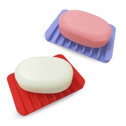 Anti-skidding Improvement Soft Silicone Soap Dishes Flexible Bathroom Fixtures Hardware Tray Soapbox Soaps Dish Plate Holder